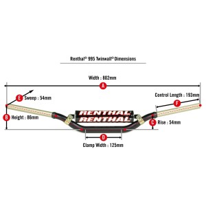 renthal kierownica 1,1/8 cala (28,6mm) mx twinwall 995 handlebar black ktm factory eli tomac kolor czarny z gąbką