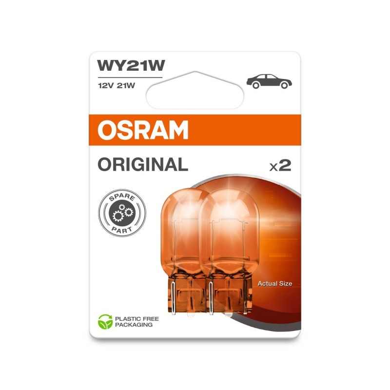 OSRAM ŻARÓWKA WY21W 12V 21W WX3X16D (POMARAŃCZOWA CAŁOSZKLANA) BLISTER - 2 SZTUKI