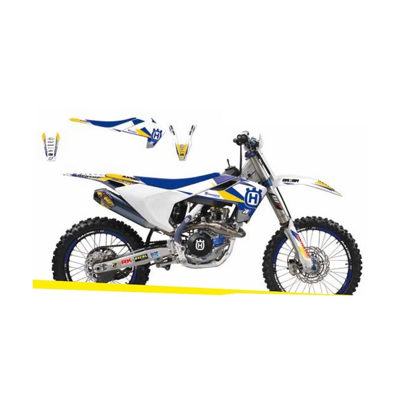 BLACKBIRD WYPRZEDAŻ KOMPLET NAKLEJEK (OKLEIN) HUSQVARNA TE/TC \'00 DREAM 3 KOLOR NIEBIESKI ŻÓŁTY BIAŁY