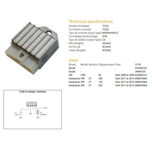 DZE REGULATOR NAPIĘCIA HUSQVARNA WR 125/250/300 \'11-\'14 (OEM 8000H3964) (12A)