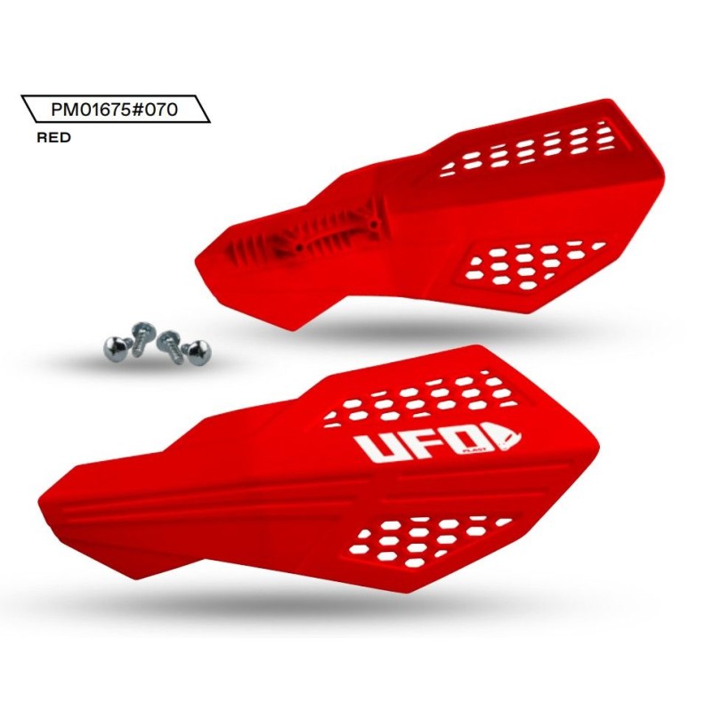 UFO OSŁONY RĄK (HANDBARY) HORUS KOLOR CZERWONY (LISTKI - POTRZEBNE MOCOWANIE PM01669, PM01665, PM01666 LUB PM01667) - ZASTĘPUJE 