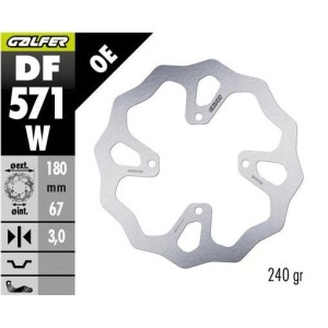 GALFER TARCZA HAMULCOWA TYŁ KTM 65 SX \'25-, HUSQVARNA TC 65 \'25-, GAS GAS MC 65 \'25- (180X67X3) WAVE