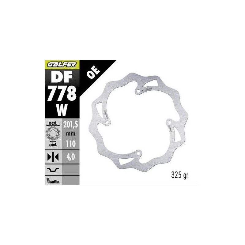 GALFER TARCZA HAMULCOWA TYŁ KTM SX 85 \'07-\'10; XC 105 \'07- (201X110X4) WAVE