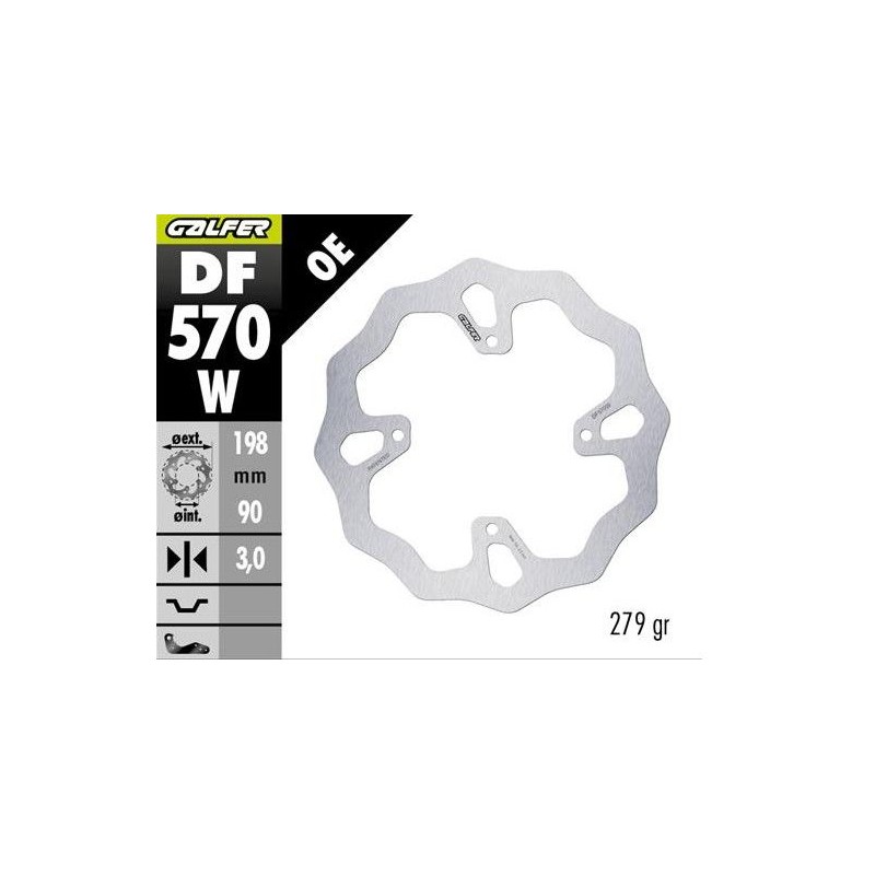 GALFER TARCZA HAMULCOWA PRZÓD KTM SX 65 \'25-; HUSQVARNA TC 65 \'25-; GAS GAS MC 65 \'25- (198X90X3MM) WAVE