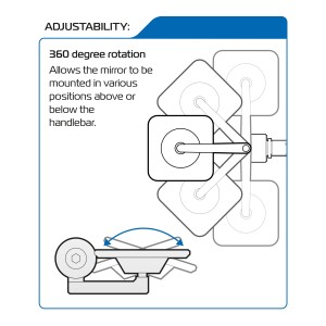 OXFORD 12/2025 LUSTERKO PREMIUM NA KONIEC KIEROWNICY KWADRATOWE 360 STOPNI KOLOR CZARNY