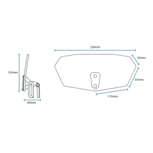 OXFORD 12/2025 WINDSHIELD DEFLEKTOR REGULOWANY NA SZYBĘ PRZYCIEMNIANY (DYMIONY) (SMOKED) 260 x 125MM