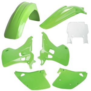 POLISPORT KOMPLET PLASTIKÓW (FULL KIT) KAWASAKI KX 125/250 \'93 W ZESTAWIE TABLICA PRZEDNIA (8672800002) KOLOR ZIELONY OEM