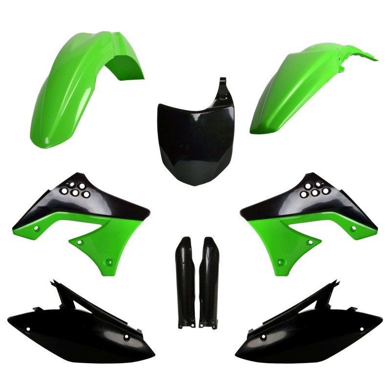 POLISPORT KOMPLET PLASTIKÓW (FULL KIT) KAWASAKI KX 250F \'09-\'12 W ZESTAWIE TABLICA PRZEDNIA (8660800002) I OSŁONY AMORTYZARORÓ