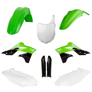 POLISPORT KOMPLET PLASTIKÓW (FULL KIT) KAWASAKI KX 250F \'13-\'16 W ZESTAWIE TABLICA PRZEDNIA (8659200003) I OSŁONY AMORTYZARORÓ