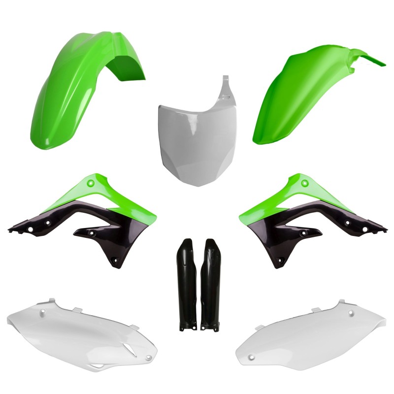 POLISPORT KOMPLET PLASTIKÓW (FULL KIT) KAWASAKI KX 450F \'12 W ZESTAWIE TABLICA PRZEDNIA (8656800002) I OSŁONY AMORTYZARORÓW (83