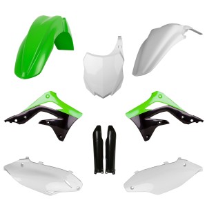 POLISPORT KOMPLET PLASTIKÓW (FULL KIT) KAWASAKI KX 450F \'13-\'15 W ZESTAWIE TABLICA PRZEDNIA (8659200002) I OSŁONY AMORTYZARORÓ