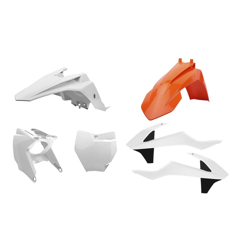 POLISPORT KOMPLET PLASTIKÓW KTM SX 65 \'16-\'23 ZESTAW ZAWIERA OSŁONĘ FILTRA POWIETRZA (AIRBOX) KOLOR BIAŁY POMARAŃCZOWY (OEM)