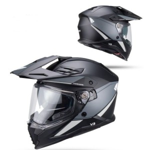 UFO 2026/01 KASK COSMOS OFFROAD / DUAL / TOURER / CROSSOVER Z SZYBĄ, DASZKIEM I BLENDĄ PRZECIWSŁONECZNĄ KOLOR CZARNY/SZARY ROZMI