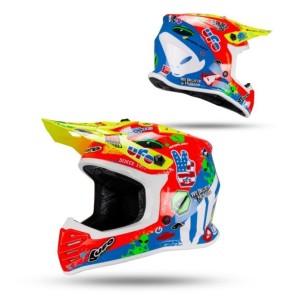 UFO 2026/01 KASK KOREY CROSS DZIECIĘCY / JUNIOR / KID KOLOR NIEBIESKI/CZERWONY/ŻÓŁTY NEON ROZMIAR M ( HOMOLOGACJA ECE 22R06, ZAP