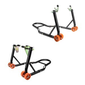 BIKETEC PROMOCJA PODNOŚNIK STOJAK MOTOCYKLOWY BIKER (PRZÓD/TYŁ) TYP-V (ROLKI) KOMPLET