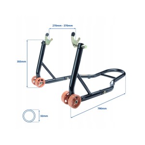 BIKETEC PROMOCJA PODNOŚNIK STOJAK MOTOCYKLOWY BIKER (PRZÓD/TYŁ) TYP-V (ROLKI) KOMPLET