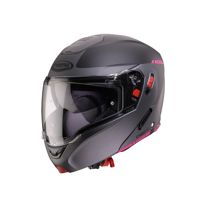 CABERG KASK SZCZĘKOWY FLIP-UP MODEL HORUS X RAY CZARNY MAT/SZARY/FUKSJA (INTENSYWNY ODCIEŃ RÓŻOWEGO) ROZMIAR XS