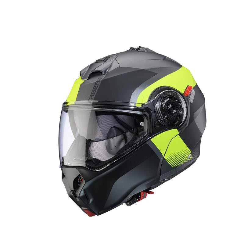 CABERG KASK SZCZĘKOWY FLIP-UP MODEL DUKE EVO INDY KOLOR SZARY/CZARNY/ŻÓŁTY FLUO ROZMIAR M (PINLOCK W ZESTAWIE)