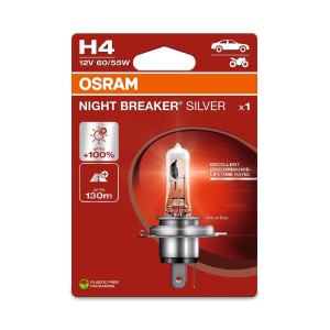 OSRAM ŻARÓWKA H4 12V 60/55W P43t NIGHT BREAKER® SILVER (+100%) BLISTER