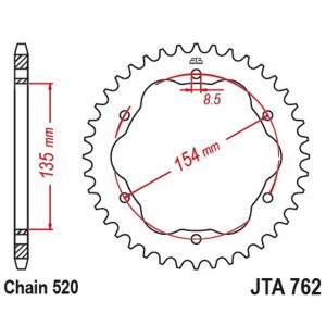 jt zębatka tylna aluminiowa 4574 43 ducati 939 super sport \'17-\'20, 950 super sport \'21-\'23, 955 panigale v2 / bayliss \'20-