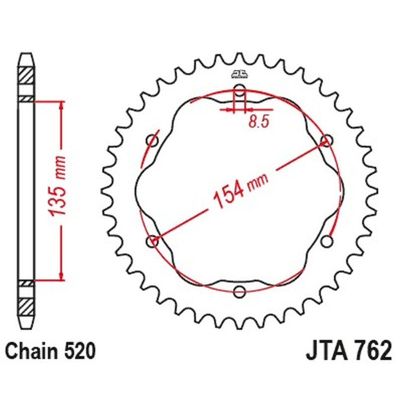 jt zębatka tylna aluminiowa 4574 43 ducati 939 super sport \'17-\'20, 950 super sport \'21-\'23, 955 panigale v2 / bayliss \'20-