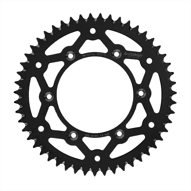 GROSSKOPF ZĘBATKA TYLNA ALUMINIOWA T7075 (ERGAL) 899 51 (89951) KTM/HUSQVARNA/HUSABERG (JTA897.51) (ŁAŃC. 520) KOLOR CZARNY