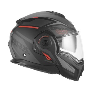 NOX PREMIUM KASK SZCZĘKOWY FLIP-BACK (SZCZĘKA DO TYŁU) Z BLENDĄ SPINNER ARK KOLOR CZARNY MAT/CZERWONY ROZMIAR S