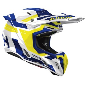 AIROH KASK CROSS / ENDURO / ATV / QUAD TWIST 3 DYNASTY BLUE YELLOW GLOSS KOLOR ŻÓŁTY/NIEBIESKI/BIAŁY ROZMIAR M