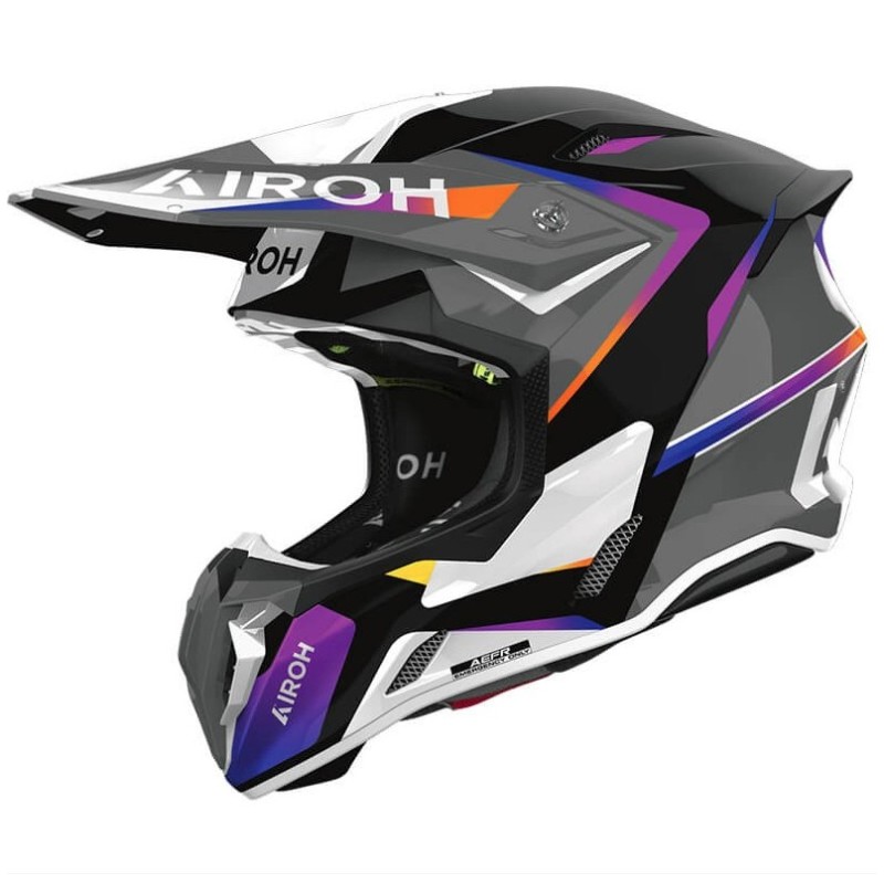 AIROH KASK CROSS / ENDURO / ATV / QUAD TWIST 3 HUSTLE GLOSS KOLOR CZARNY/FIOLETOWY/BIAŁY ROZMIAR S