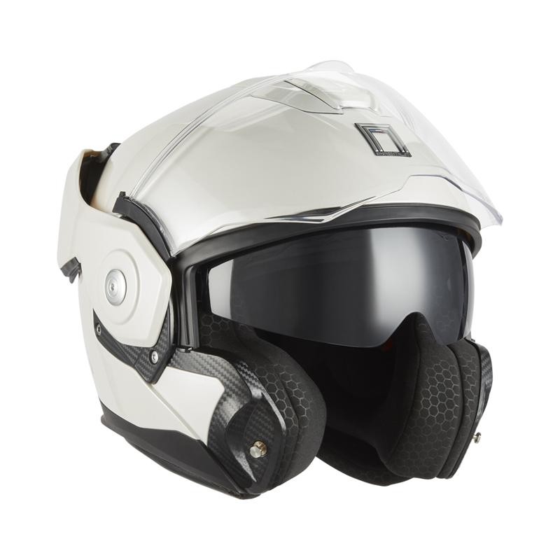 nox premium kask szczękowy flip-back (szczęka do tyłu) z blendą spinner kolor biały połysk rozmiar xxl