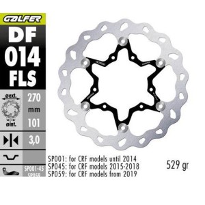 galfer tarcza hamulcowa przód honda cr 125r/250r \'95-\'07, cr 500 \'95-\'00, crf 250r/450r \'02- wave (270x101x3mm) (oversize 2