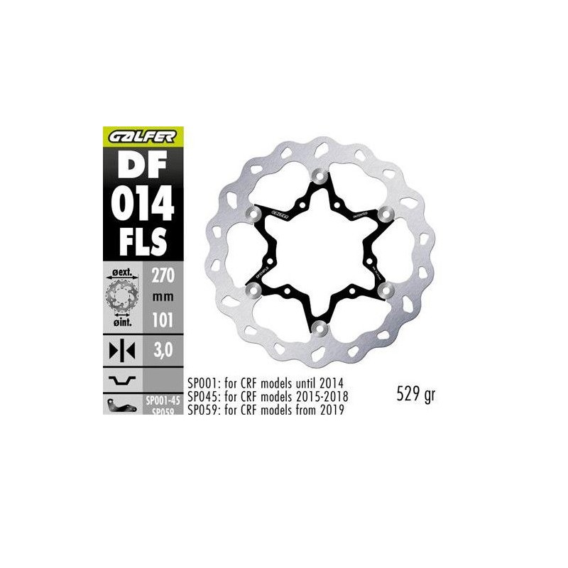 galfer tarcza hamulcowa przód honda cr 125r/250r \'95-\'07, cr 500 \'95-\'00, crf 250r/450r \'02- wave (270x101x3mm) (oversize 2