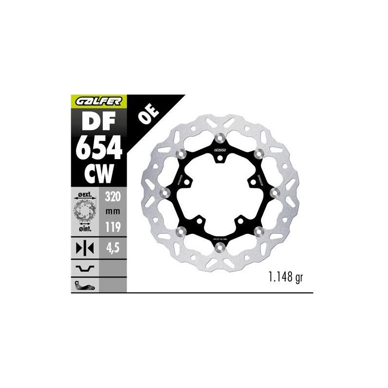 GALFER TARCZA HAMULCOWA PRZÓD CF MOTO MT 450 \'24- (FLOATING) (320X119X4,5MM)