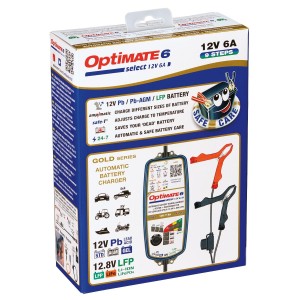 optimate 2026/04 ładowarka akumulatorów optimate 6 select 12v 6a, 3-144ah, agm / gel / std / lithium (lifepo4) 12.8v sae (el) (1
