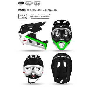 ufo 2026/04 kask rowerowy mtb / e-bike defcon-two z wypinaną szczęką kolor biały/czarny/zielony rozmiar xs/s/m (he15002kaxs/s/m)