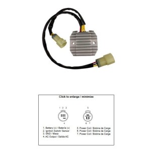 dze regulator napięcia kawasaki zx-6r 600 \'00-\'02; zx-6rr 600 \'03-\'04; zx-6r 636 \'03-\'04 (35a) (21066-1125)