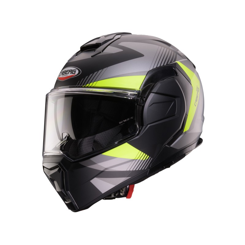 CABERG KASK SZCZĘKOWY FLIP-BACK (SZCZĘKA DO TYŁU) MODEL TRIP LUNAR SOLID KOLOR CZARNY MAT/SZARY/ŻÓŁTY FLUO ROZMIAR XXL (PINLOCK 