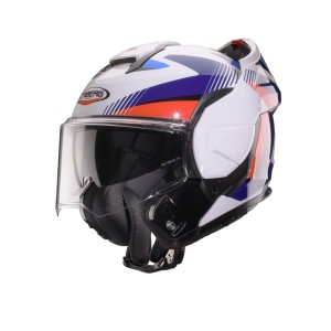 CABERG KASK SZCZĘKOWY FLIP-BACK (SZCZĘKA DO TYŁU) MODEL TRIP LUNAR SOLID KOLOR BIAŁY/NIEBIESKI/CZERWONY ROZMIAR L (PINLOCK W ZES