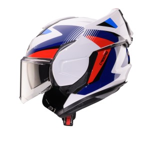 CABERG KASK SZCZĘKOWY FLIP-BACK (SZCZĘKA DO TYŁU) MODEL TRIP LUNAR SOLID KOLOR BIAŁY/NIEBIESKI/CZERWONY ROZMIAR L (PINLOCK W ZES