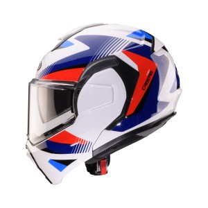 CABERG KASK SZCZĘKOWY FLIP-BACK (SZCZĘKA DO TYŁU) MODEL TRIP LUNAR SOLID KOLOR BIAŁY/NIEBIESKI/CZERWONY ROZMIAR XL (PINLOCK W ZE