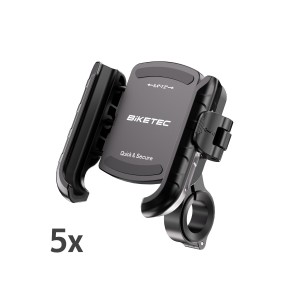 BIKETEC PRO PAKIET 5 SZTUK UCHWYT MOTOCYKLOWY NA TELEFON ANTYWIBRACYJNY QUICK LOCK MONTOWANY NA KIEROWNICĘ LUB LUSTERKO