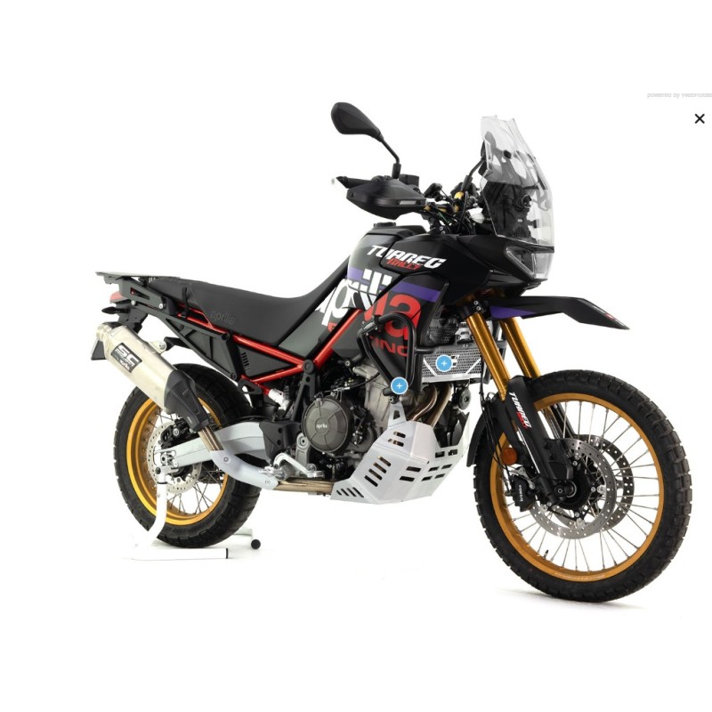 CROSSPRO GMOLE ALUMINIOWE OSŁONY SILNIKA I CHŁODNIC APRILIA TUAREG 660 \'23-\'25 KOLOR CZARNY MAT (PASUJE DO ORYGINALNEJ PŁYTY)