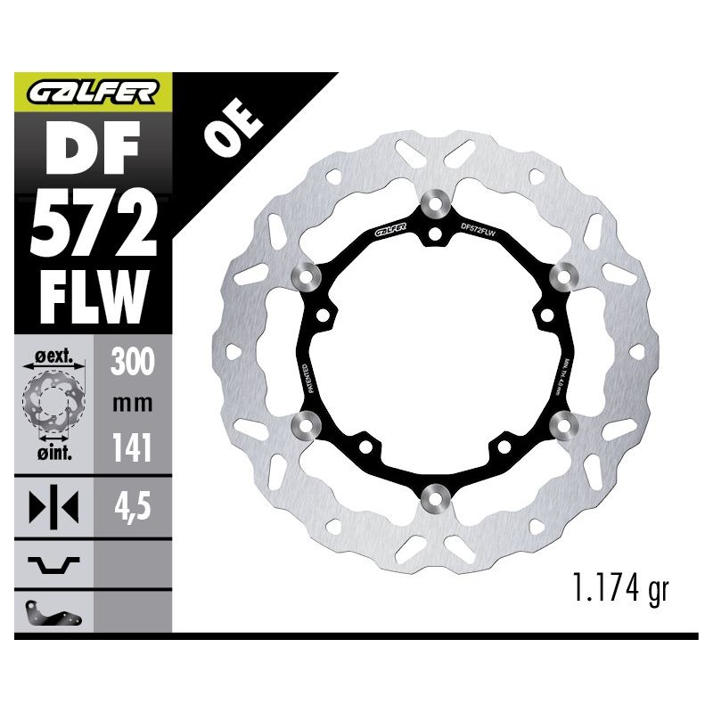 GALFER TARCZA HAMULCOWA PRZÓD APRILIA TUAREG 660 \'22- (300X141X4,5) (WAVE FLOATING)