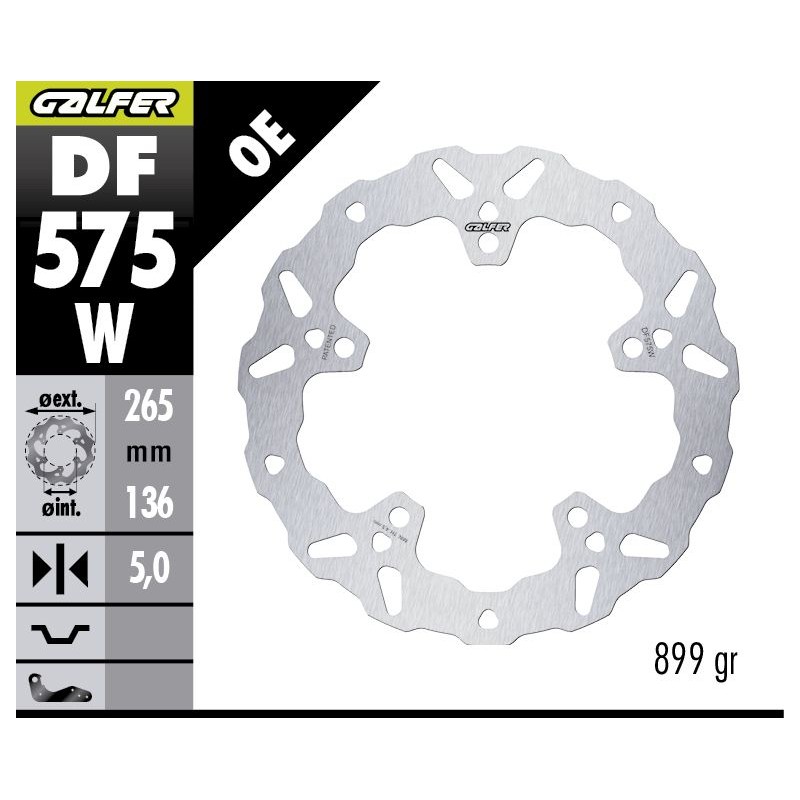 GALFER TARCZA HAMULCOWA TYŁ VOGE 900DSX \'24- (265X136X5) (WAVE FIXED)