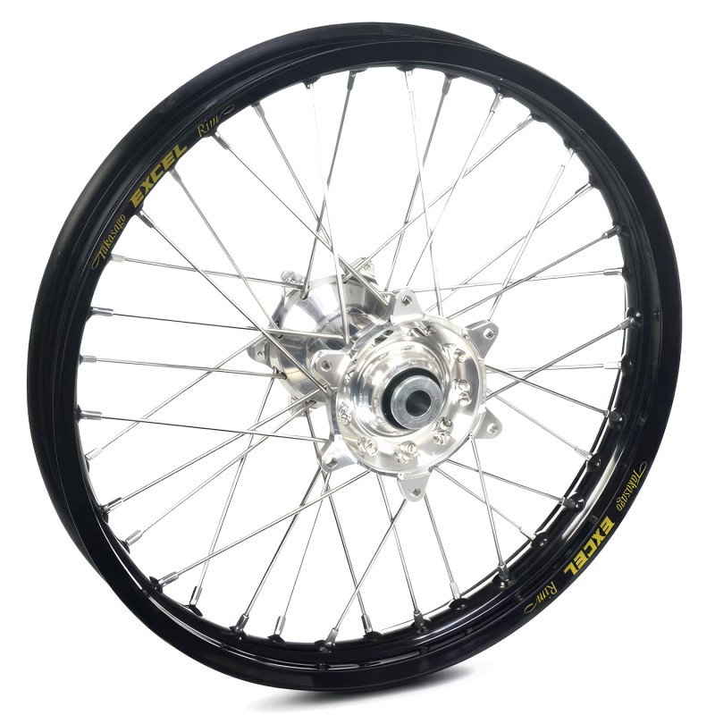 REX WHEELS KOMPLETNE KOŁO TYLNE REX 19 CALI 19 X 2,15 CZARNA FELGA / SREBRNA PIASTA / SREBRNE SZPRYCHY / SREBRNE NYPLE (OŚ 22 MM