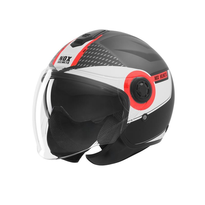 NOX Kask Otwarty Jet N182 z ppsmoto - Czarny Mat/Czerwony