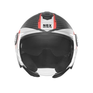 NOX Kask Otwarty Jet N182 z ppsmoto - Czarny Mat/Czerwony