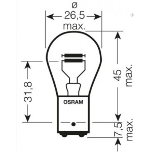 OSRAM ŻARÓWKA 12V P21/5W 21/5W 12V BAY15D - 1 SZTUKA