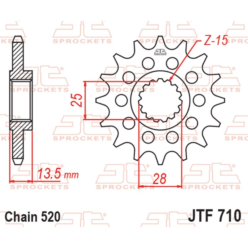 JT ZĘBATKA PRZEDNIA 2344 16 APRILIA TUAREG 660 \'21-\'24, CAGIVA SXT / ELEPHANT 125 \'83-\'88 (234416JT) (ŁAŃC. 520)