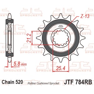 JT ZĘBATKA PRZEDNIA Z GUMĄ CF MOTO NK 650 \'16-\'24, CL-X 700 \'21-\'25, BENELLI TRK 702 / X EURO 5 \'23-\'24, (ŁAŃC. 520)